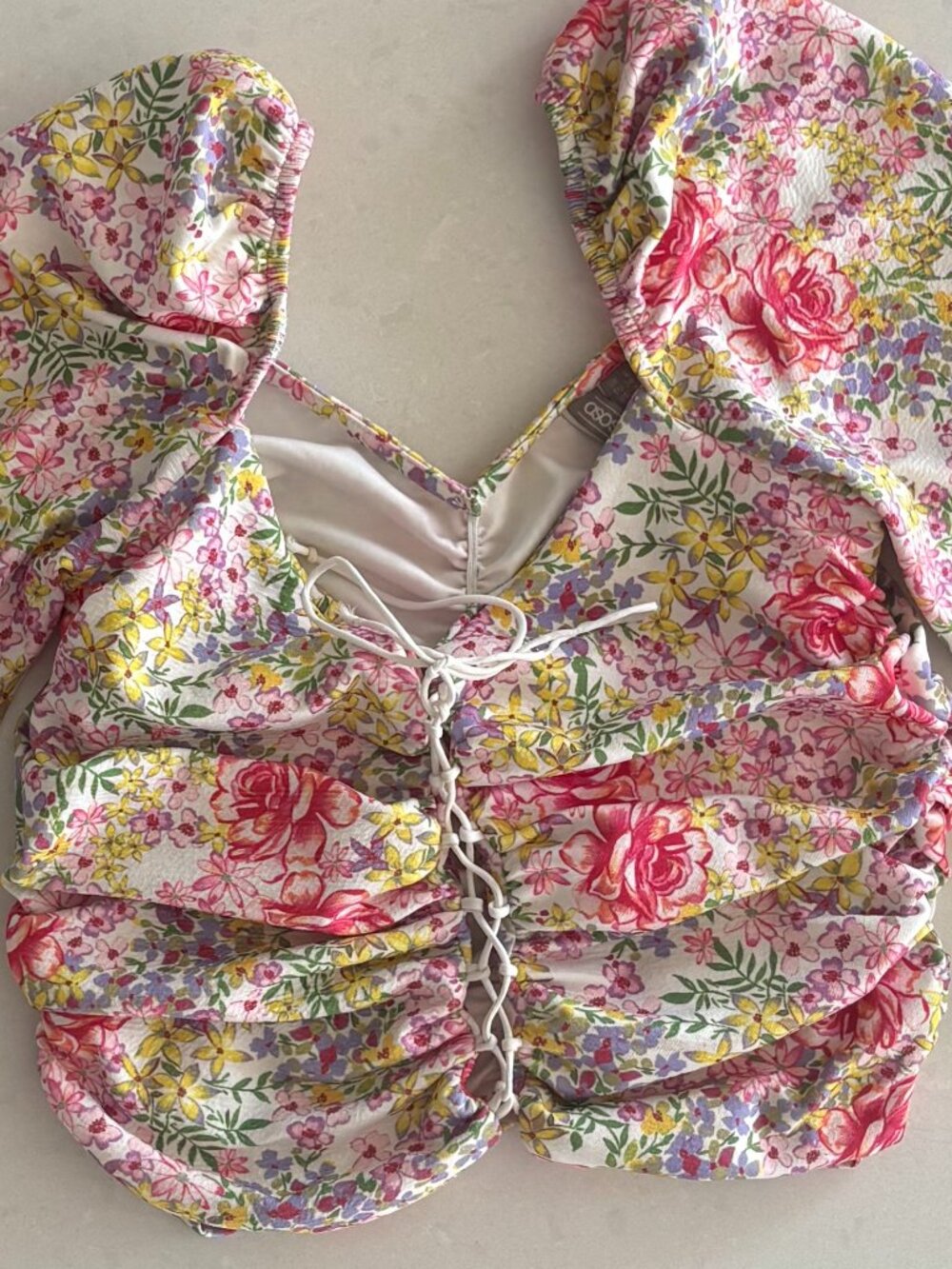 ASOS Cropped Long Sleeve Floral Top